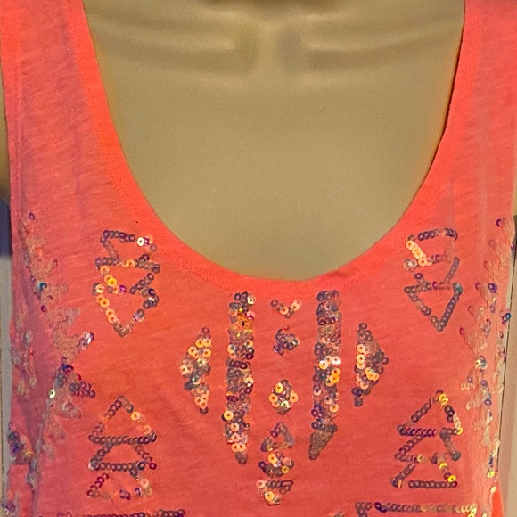 SALE 3/$12 NWOT PINK tank top,hot pink stretch cotton blend,ABS sequins, S - Picture 3 of 11